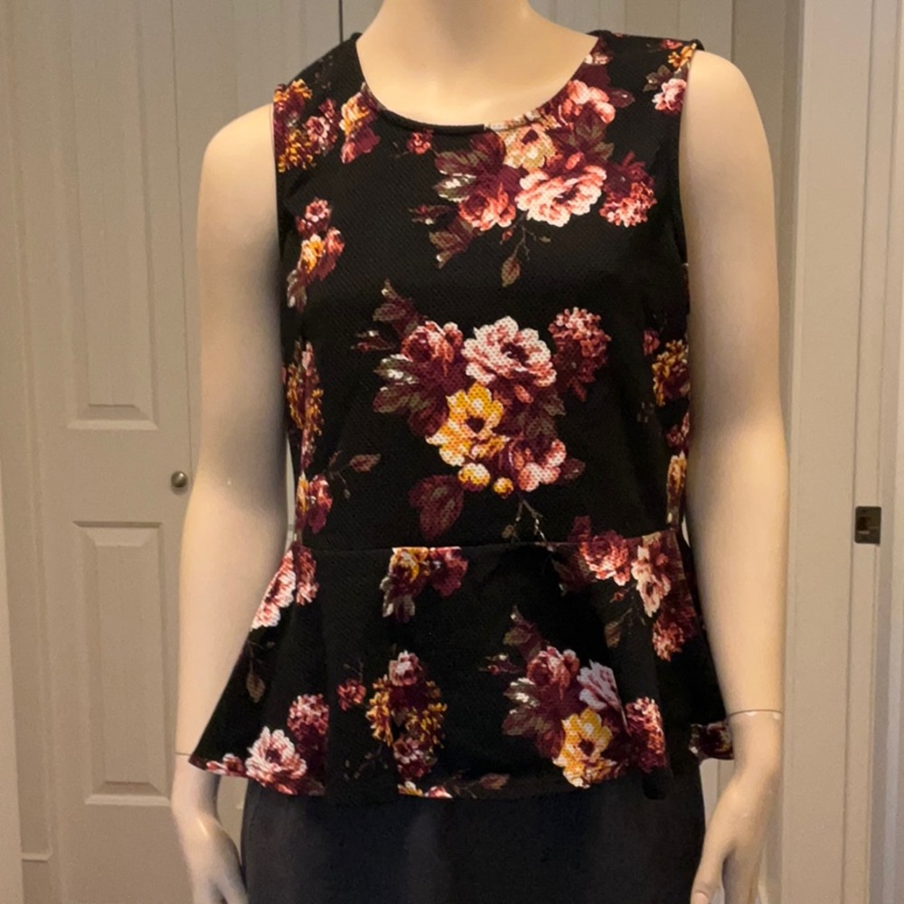 JULES AND LEOPOLD Women’s Floral Sleeveless Peplum Top Size XL